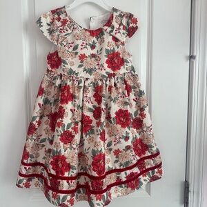Catherine Malandrino Red and Cream Floral Kids Dress